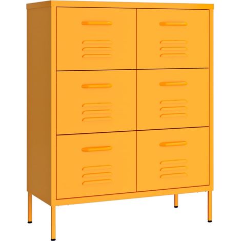 Drawer Cabinet Mustard Yellow 80x35x101.5 cm Steel vidaXL