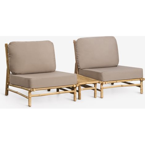 Set da giardino con 2 poltrone e tavolino rettangolare in bambù Isendra SKLUM (1/5)