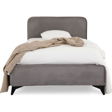 Lit simple RAVELLO 90 x 190 cm, revêtement en tissu - Gris (1/4)