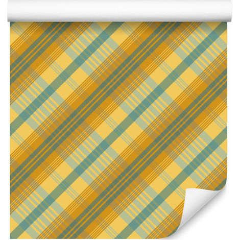 Papier peint à carreaux jaunes et bleus, or, jaune, beige et citron vert 50x1000 cm (1/5)