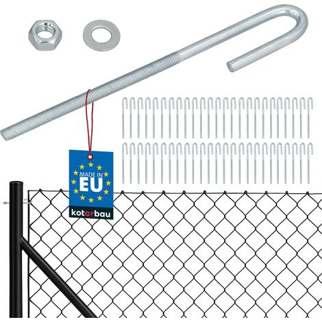KOTARBAU® Lot de 50 Tendeur Grillage M6, Tendeur Cable pour Clôture, Acier Galvanisé, Crochet Fileté avec Écrou et Rondelle, Tendeur Fil de Fer, Argenté, Ouvert (1/5)