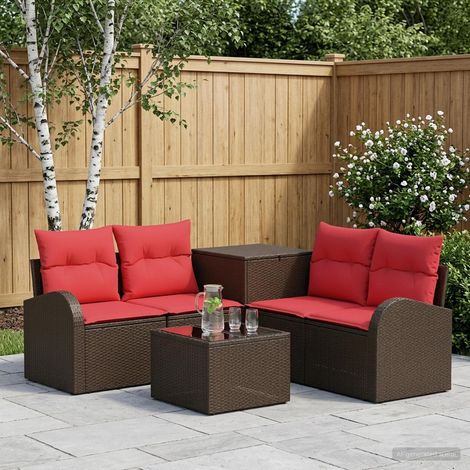 vidaXL Juego de Sofá 6 uds. Marrón y Rojo 55 x 55 x 37 cm (1/5)