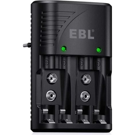 Universel Chargeur de Piles AA-AAA-9V, Rapide Chargeur 6802 pour AA-AAA NI-MH ou 9V Piles Rechargeables avec Indicateur LED (1/4)