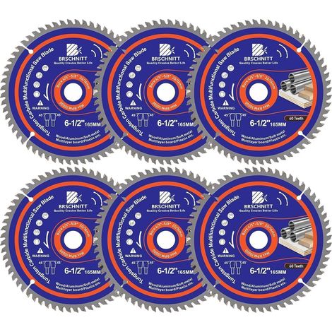 Lame de scie circulaire multifonction 165 mm 60 dents pour bois, métal, aluminium (1/5)