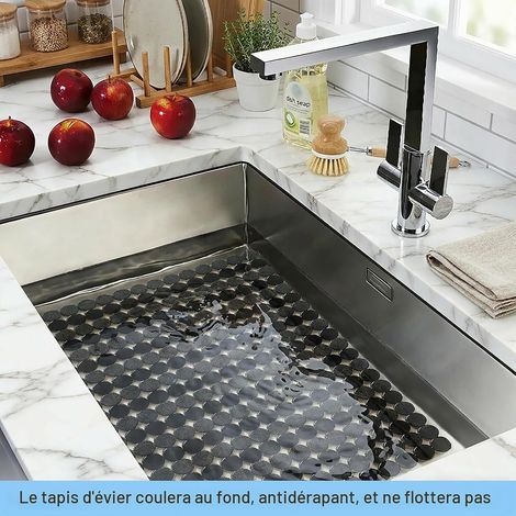 Tapis D'évier de Cuisine, Lot de 2 Tapis d'évier Découpable évier Décor Pad (1/4)