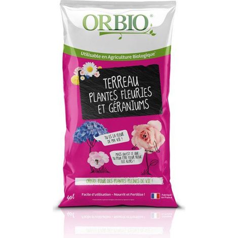 Terreau fleurs - ORBIO - 40 L - Favorise floraison - Substrat enrichi