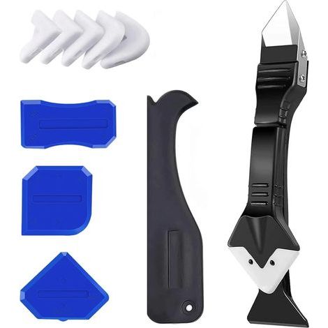 10 pz Kit di Attrezzi per Sigillatura in Silicone, Strumento di Finitura per Lisciare il Silicone 3 in 1, Spatola Raschietto in Silicone, per Cucina e Bagno (1/5)