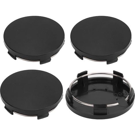 4 Stück 60 mm Radnabenkappen mit Eisenring, stilvolle Felgen- und Reifennabenabdeckung, universell für Fahrzeuge, schwarz (1/4)