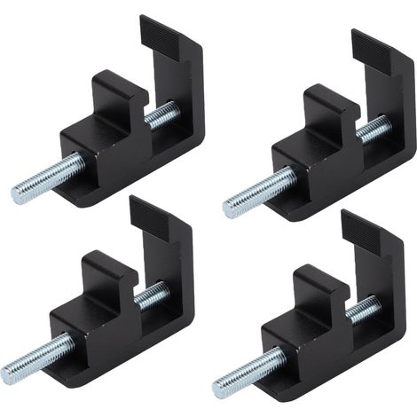 Fixing collar for utility rail systems, made of stainless steel and hardened aluminum, drill-free design, with black coating for protection against (1/5)