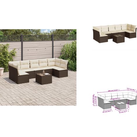 8-tlg. Garten-Sofagarnitur mit Kissen Braun Poly Rattan - Garten Sofagarnitur - Garten Sofagarnituren - Outdoor Sofagarnitur - Sofagarnitur Terrasse (1/3)
