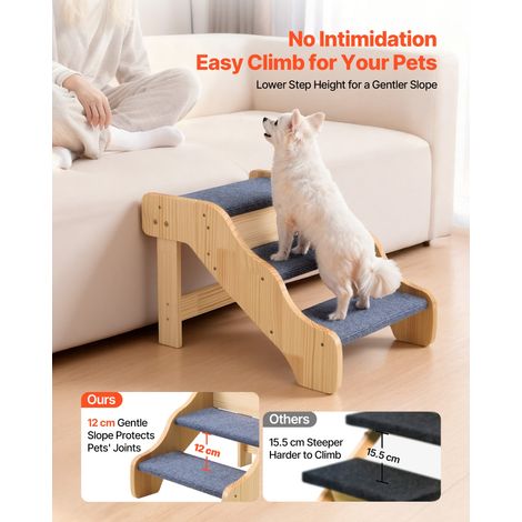 Escalier pour Chien en Bois 3 Marches pour Chien pour Canapé Lit Voiture Chats Chiens Animaux de Compagnie Jusqu'à 68 kg, Surface A… (1/5)