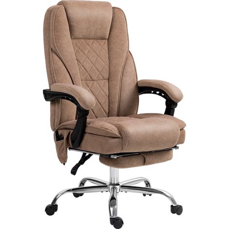 Massage Office Chair, Heated Reclining Computer Chair with Adjustable Height Footrest, Brown (1/5)