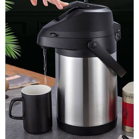 Thermoskanne aus doppelwandigem Edelstahl, hält 1,8 Liter Tee 12 Stunden lang heiß. (1/4)
