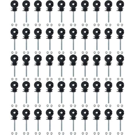 Lot De 50 Isolateurs De Clôture Électrique, Isolateur De Clôture Électrique À Visser Pour Élevage D'animaux, Accessoires De Système De Grille Tube Tétragone Tube Rond Tube De Fer D'angle (1/5)