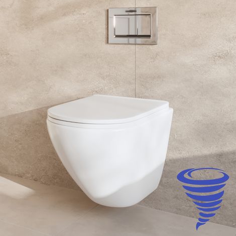 LOMAZOO Pack WC suspendu avec réservoir encastré rond blanc - (1/5)