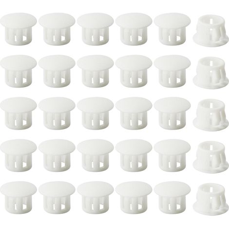 Embouts d'insertion - Embouts de fixation ronds verrouillables - Pour tubes de poteaux de clôture de meubles - 12 mm, 30 unités - Blanc (1/5)