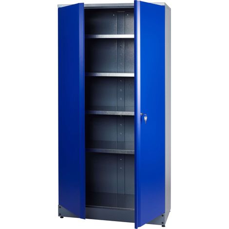 Kupper – Armoire d'atelier 70297 – 180 x 45 x 91 cm – 1 porte double verrouillable – 4 étagères en tôle d'acier – Capacité 75 kg par étagère