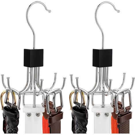 2 x drehbarer Krawattenhalter – platzsparender Metallorganizer für Taschen und Krawatten mit 360°-Drehung (1/5)