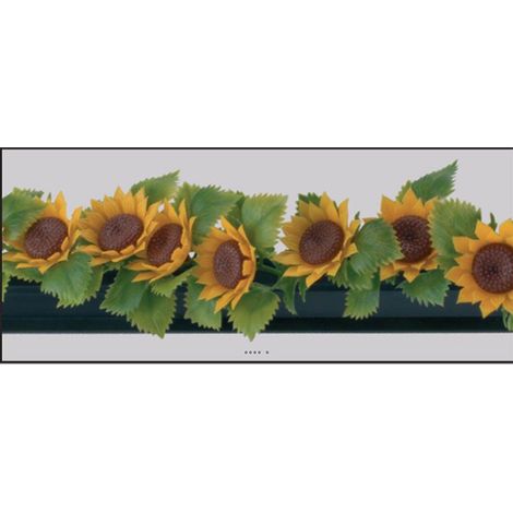 Barrette x12 séparateurs socle noir L25cm fleurs tournesol plastique