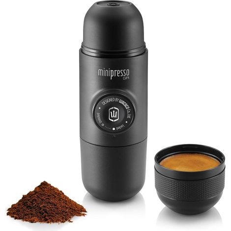 Machine à Espresso Portative, pour Café Moulu, cafetière de voyage de petite taille, pas de batterie ou besoin électrique, actionnée manuellement grace à un piston (1/5)