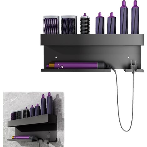 Soporte de pared de acero inoxidable para secador de pelo, no requiere taladrar, compatible con rizadores y planchas de pelo.