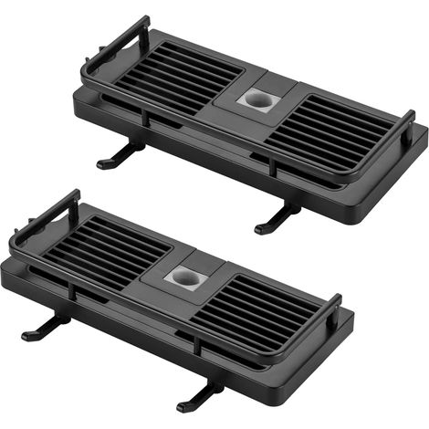 Lot de 2 Étagère Douche Porte Savon Douche Salle De Bain Rangement Douche sans Percage avec Porte Savon Douche, Crochets et Porte Serviette Murale Antirouille Auto-adhésif Support, 24MM-25MM, Noir (1/5)