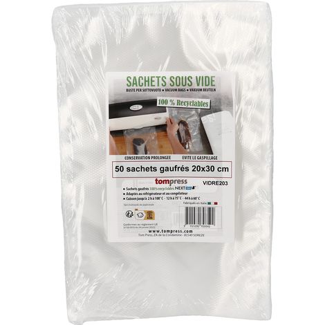 Sacs sous vide 20x30 cm recyclables gaufrés par 50 (1/2)