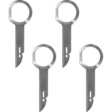 4 Pièces Clé Extraction Autoradio, Acier Inoxydable, Outil Démontage Universel, Anneau Ergonomique, Pour La Plupart Des Voitures (1/5)