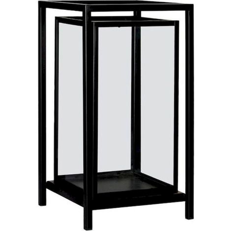 Lantern portavelas noire métal verre style industriel décoratif - noir industriel et verre transparent (1/2)