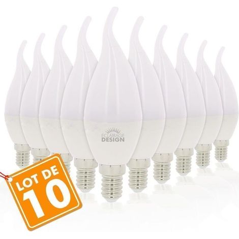 Lot de 10 Ampoules LED E14 Blanc Chaud 5W Eq 40W Température de Couleur: Flamme 3000K (1/5)