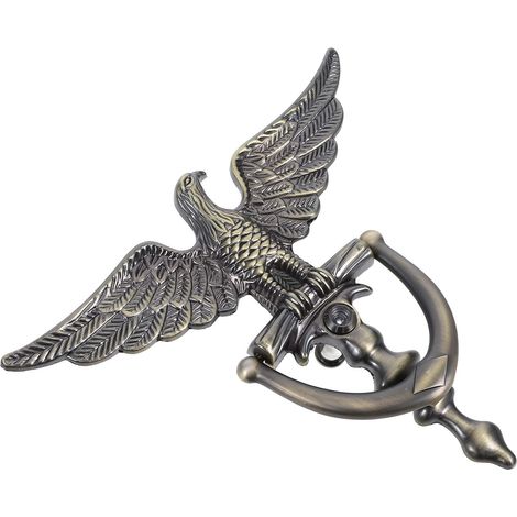 Heurtoir de Porte Style Européen Tête Aigle Alliage de Zinc avec Visionneuse Sécurité Renforcée Couleur Antique pour Entrée Intérieure et Extérieure (1/5)