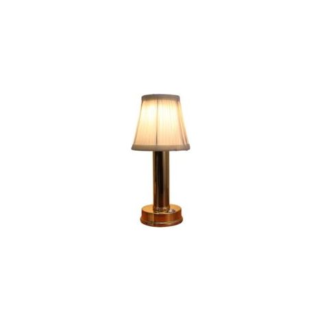 Lámpara de mesa LED recargable, inalámbrica, portátil, USB, de metal, ideal para mesitas de noche y restaurantes (color dorado) - Crezuo