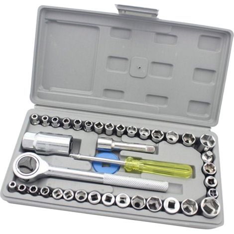 Kit de clés et douilles combinées, douilles en acier à haute teneur en carbone, clé antidérapante pour la réparation automobile (1/5)