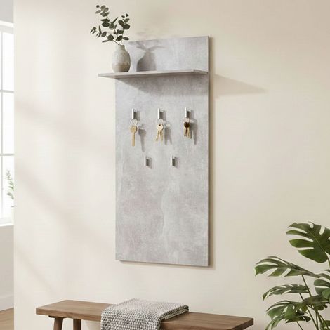 Traves Garderobenleiste, Wandmontage Set inkl., 5 Haken, Wandinstallation, 137h cm Beton Grau (1/5)