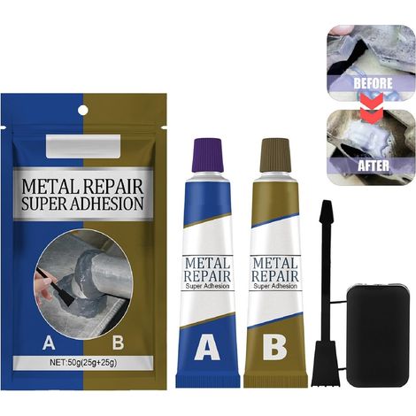 Pâte de Réparation en Métal, Soudure Magique Colle AB Haute Température, 50g Bi Composant Soudure à Froid Magic Welding Glue pour Réparer Défauts Moulage (1/5)