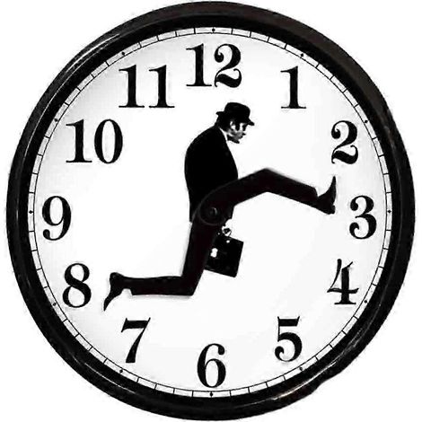 Horloge murale au design original, cadre noir, mouvement silencieux, pièce décorative unique, cadeau insolite pour le bureau ou la maison, œuvre d'art amusante pour le Ministère de la Promenade Farfel (1/5)