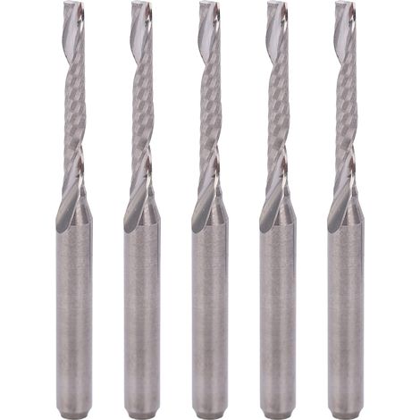 5pcs fraise à une dent hélicoïdale en carbure tungstène pour défonceuse, outil de coupe 3.175x2x15mm (1/5)