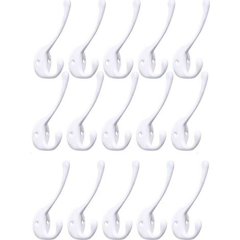 15 ganci da parete, ganci appendiabiti in metallo, design retrò a doppia coppa, per soggiorno, bagno, cucina, camera da letto - Bianco (1/5)