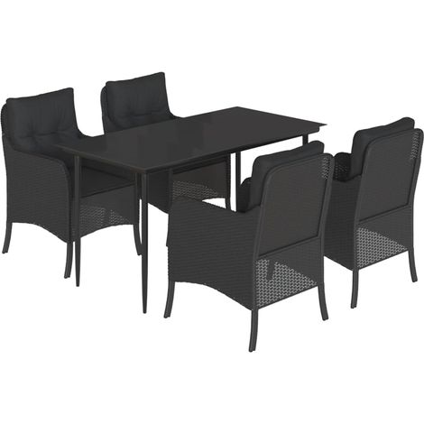 Maison Exclusive - 5-tlg. Garten-Essgruppe mit Kissen Schwarz Pol (1/5)