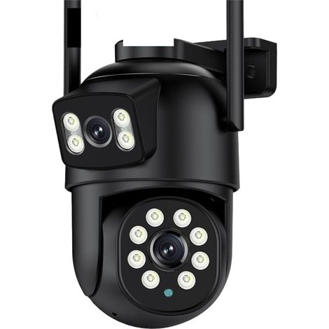 Caméra de sécurité à Domicile Caméra IP PTZ à Double Objectif 8MP 4K avec Double écran 4MP HD, Zoom numérique 4X, Suivi Automatique, caméra de Surveillance extérieure sans Fil(4MP NO SD Card) (1/5)