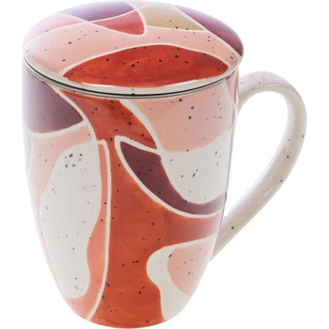 Mug filtre Elena en grès multicolore – 12 cm de hauteur – Design artisanal pour thé et infusion – Contenance idéale pour boissons chaudes – Amadeus (1/3)