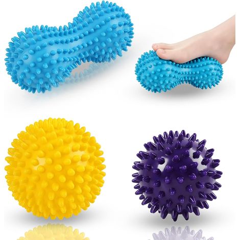 3-teiliges Myofaszialmassage-Set – Rolle und Igelbälle – Strapazierfähiges Gummi – Tiefenentspannung der Muskulatur – Rücken, Füße, Schultern – Verschiedene Größen (1/5)