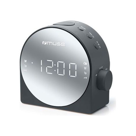 Réveil radio Muse M-186 CMR Gris LED blanche FM/MW + entrée audio 3,5 mm