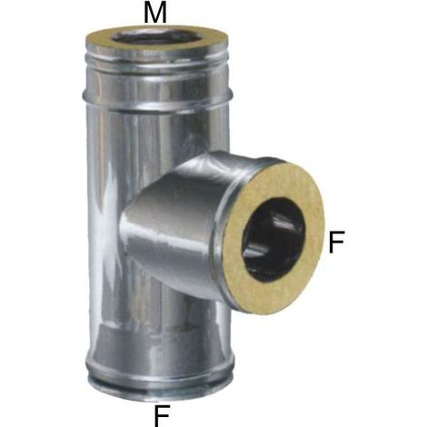 MARAL Gomito T Inox 8-13 doppia parete Acciaio inox Aisi 316L-V2 interno Aisi 304 esterno isolamento in lana di roccia 25 mm colore Acciaio (1/2)