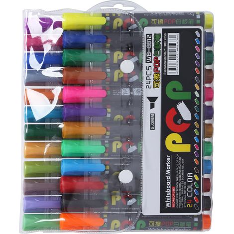 Lot de 24 marqueurs pour tableau blanc multifonctionnels, colorés et à séchage rapide, parfaits pour écrire des graffitis. (1/5)
