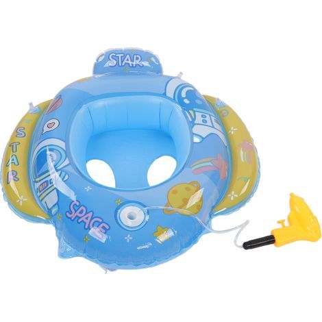 Bouée de natation pour enfants 1-5 ans, PVC écologique, radeau gonflable sécurisé bleu (1/5)