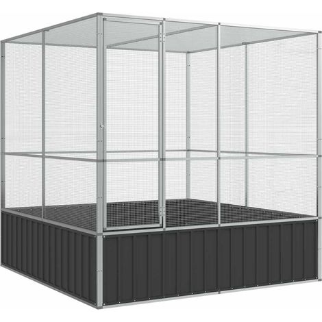 Gabbia per uccelli in argento voliera 211 x 207 x 212 cm acciaio argento 020045639