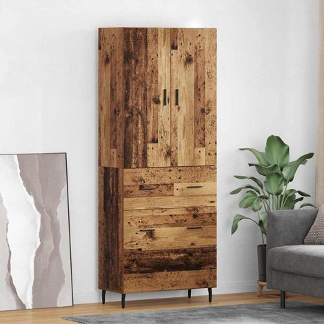 Highboard mit Schubladen 2 pcs Altholz Engineered Wood und Glas