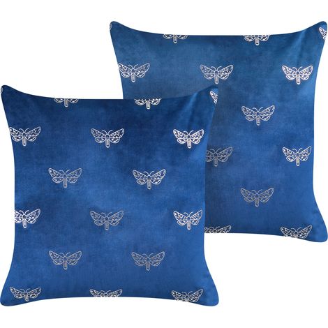 Conjunto de 2 cojines de terciopelo azul marino plateado 45 x 45 cm Yuzuri (1/5)