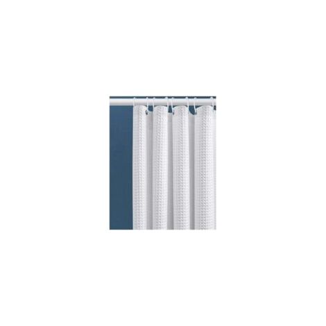 80x180CM (Blanc) Rideau de Douche Gaufre avec Anneaux en Métal Rideau de Douche Baignoire Anti Moisissure Tissu Rideau Salle de Bain Robuste pour Baignoire Cabine de Douche, Ourlet Lesté - Crezuo (1/4)